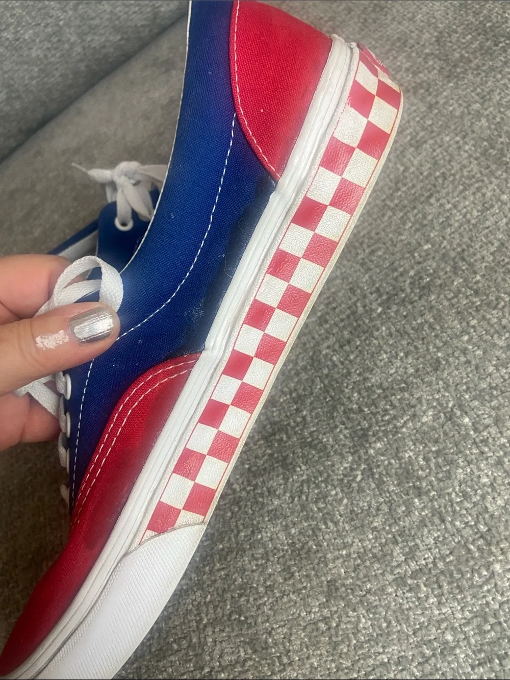 Vans Two-Tone Red and Blue Low-Top Canvas Sneakers Men’s size 10